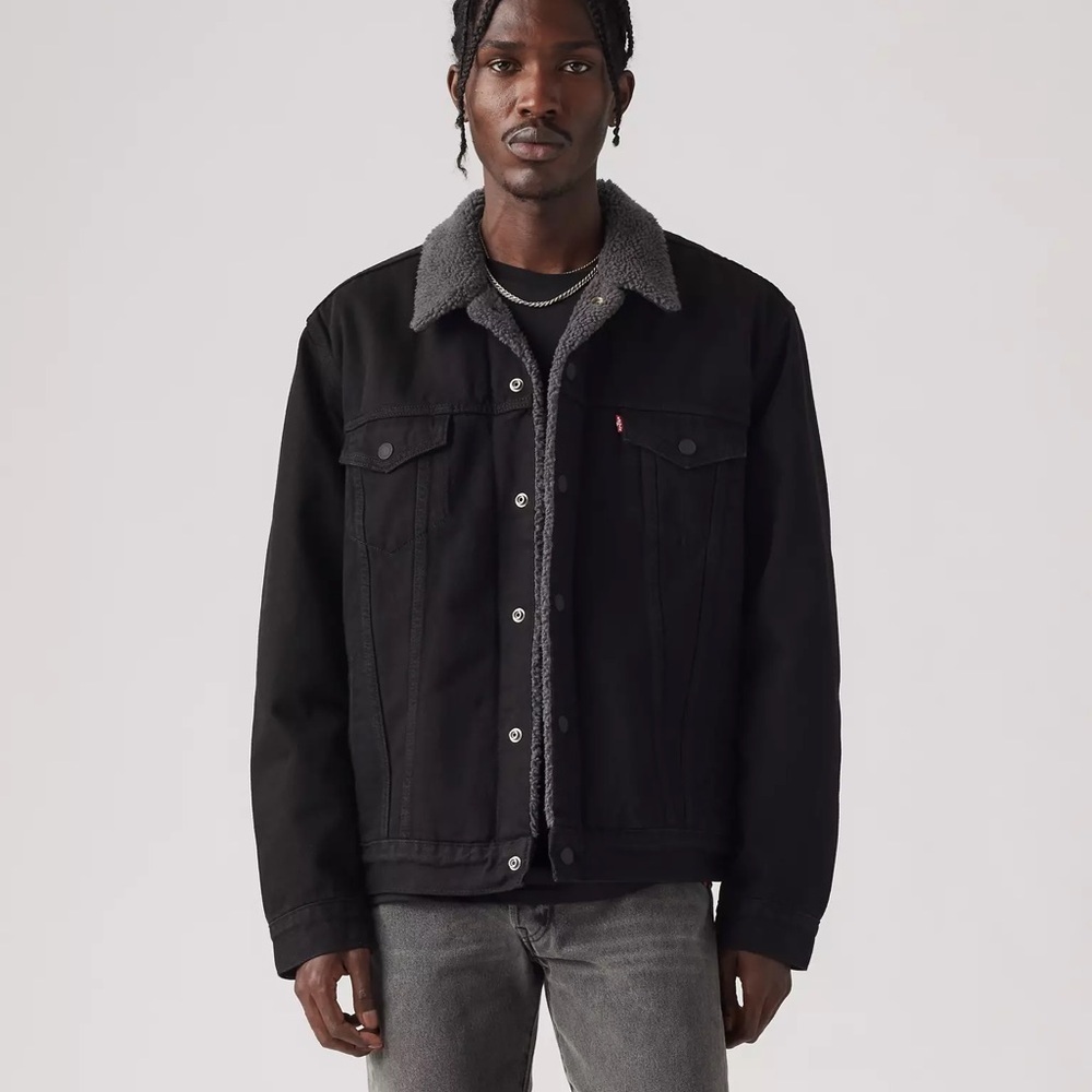 Levi's Men's Black Sherpa-Lined Jacket